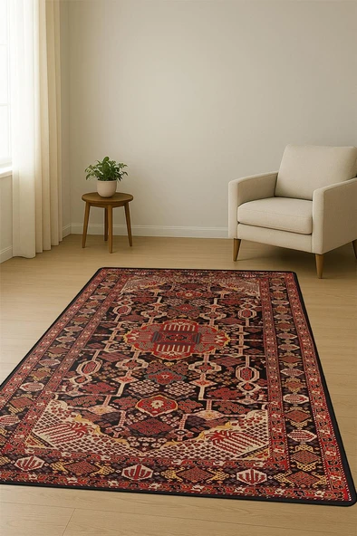 Vintage Desen Dijital Baskı Kaymaz Taban Halı H1053 Renkli 180 X 280 - Resim 2