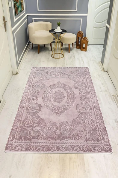 Klasik Desen Dijital Baskı Kaymaz Taban Halı H1107 Renkli 80 X 150 ürün görseli