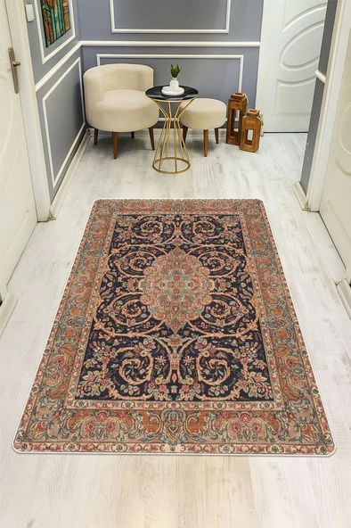 Klasik Desen Dijital Baskı Kaymaz Taban Halı H1027 Renkli 80 X 150 ürün görseli