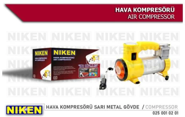Unıversal Hava Kompresoru Sarı Metal Govde 12v - Niken 025 001 02 01 ürün görseli