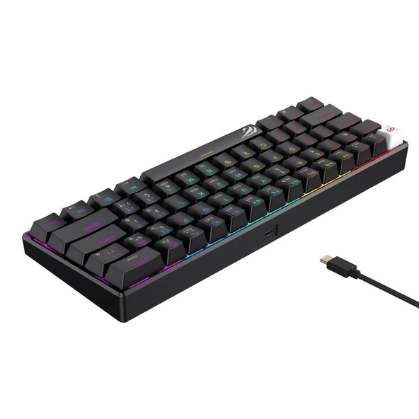 Havit Gamenote KB903L %60 Mekanik Blended Aydınlatma Oyuncu Klavyesi - 61 Tuş - Siyah - Resim 3