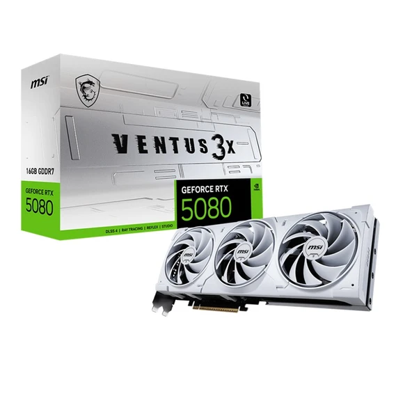 MSI GEFORCE RTX5080 16G VENTUS 3X OC WHITE 256BIT 1XHDMI 3XDP EKRAN KARTI ürün görseli 1