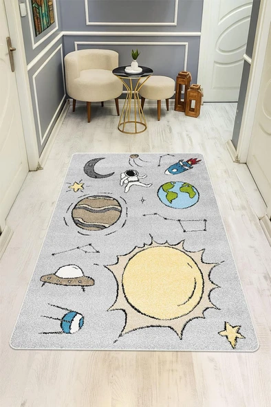 Dijital Baskı Kaymaz Tabanlı Çocuk ve Genç Odası Halısı H1046 Renkli 200 X 300 - Resim 2