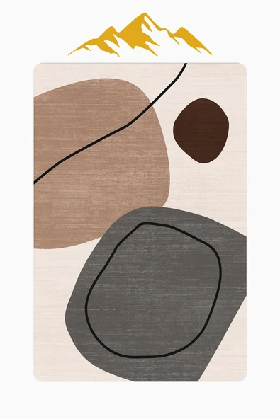 Modern Desenli Dijital Baskı Kaymaz Taban Halı H1116 Renkli 120 X 180 - Resim 3