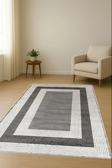 Modern Desenli Dijital Baskı Kaymaz Taban Halı H0248 Renkli 100 X 300 - Resim 2