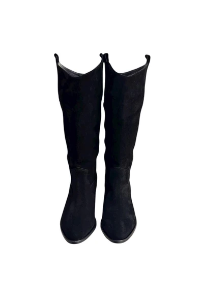 Siyah Hakiki Süet Western Çizme - Resim 3