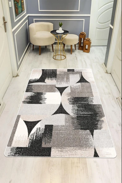 Modern Desenli Dijital Baskı Kaymaz Taban Halı H1117 Renkli 100 X 300 ürün görseli 1