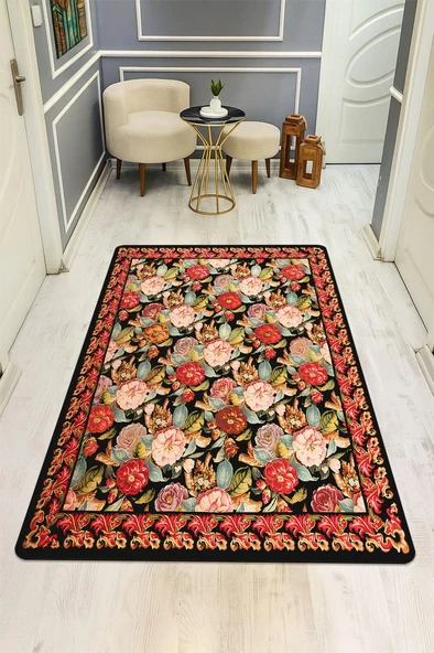 Vintage Desen Dijital Baskı Kaymaz Taban Halı H1048 Renkli 80 X 300 ürün görseli