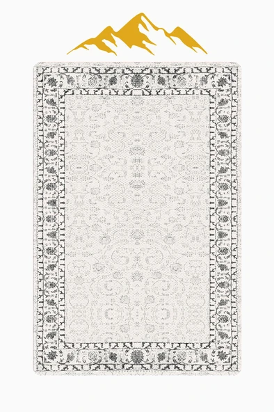 Vintage Desen Dijital Baskı Kaymaz Taban Halı H1036 Renkli 180 X 280 - Resim 3