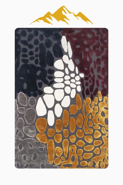 Modern Desenli Dijital Baskı Kaymaz Taban Halı H1112 Renkli 120 X 180 - Resim 3