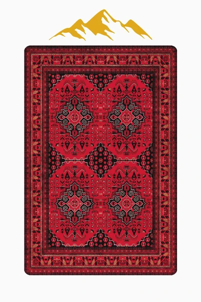 Vintage Desen Dijital Baskı Kaymaz Taban Halı H1052 Renkli 180 X 280 - Resim 3