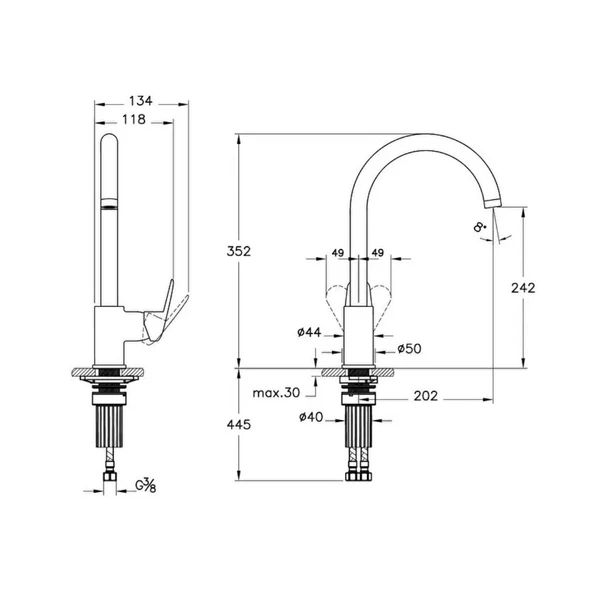 Artema Flow Round Eviye Bataryası Krom - Resim 2