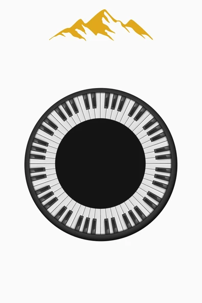 Piano Desenli Yuvarlak Dijital Baskı Kaymaz Tabanlı Halı H0333 Renkli 200 X 200 - Resim 3