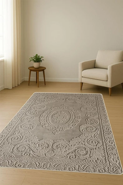 Klasik Desen Dijital Baskı Kaymaz Taban Halı H1105 Renkli 120 X 180 - Resim 2