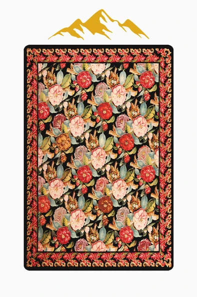 Vintage Desen Dijital Baskı Kaymaz Taban Halı H1048 Renkli 120 X 180 - Resim 3