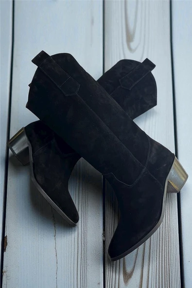 Siyah Hakiki Süet Western Çizme ürün görseli 1