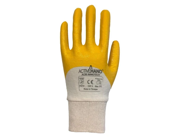 Nitril Kaplı Pamuk Eldiven AC 06 Sarı NO:10 ürün görseli 1