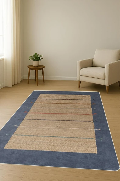 Etnik Desenli Dijital Baskı Kaymaz Taban Halı H1028 Renkli 80 X 300 - Resim 2