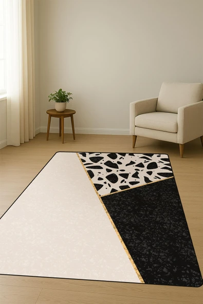 Modern Desenli Dijital Baskı Kaymaz Taban Halı H0217 Renkli 140 X 200 - Resim 2