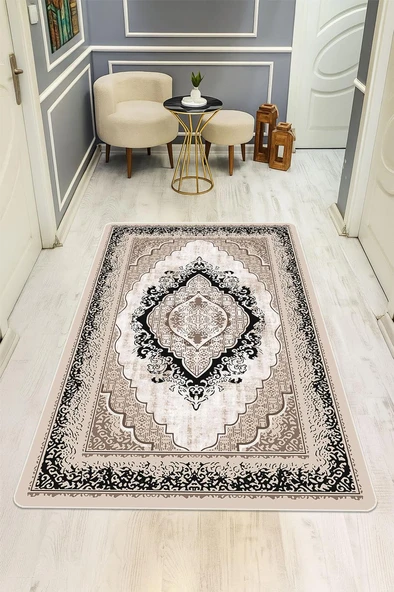 Klasik Desen Dijital Baskı Kaymaz Taban Halı H1101 Renkli 100 X 200 ürün görseli
