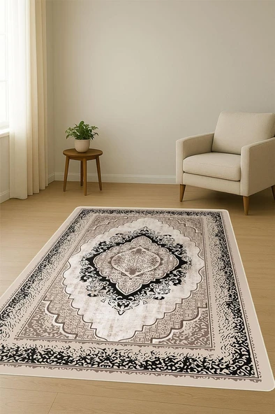 Klasik Desen Dijital Baskı Kaymaz Taban Halı H1101 Renkli 100 X 200 - Resim 2