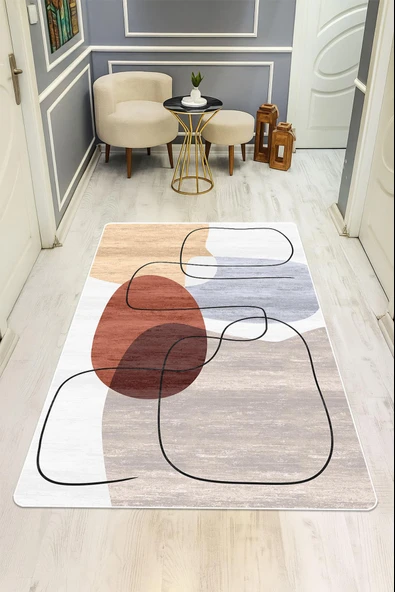 Modern Desenli Dijital Baskı Kaymaz Taban Halı H0294 Renkli 100 X 300 ürün görseli 1