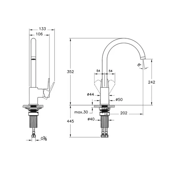 Artema Flow Soft Eviye Bataryası Krom - Resim 2