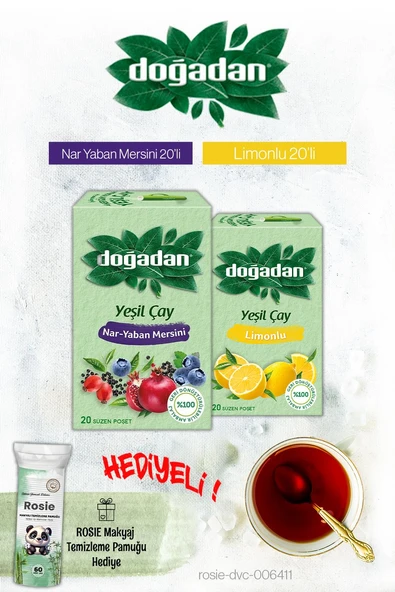 Doğadan Yeşil Çay Limon ve Nar Yaban Mersini Poşet Çay ve Rosie Hediyeli ürün görseli