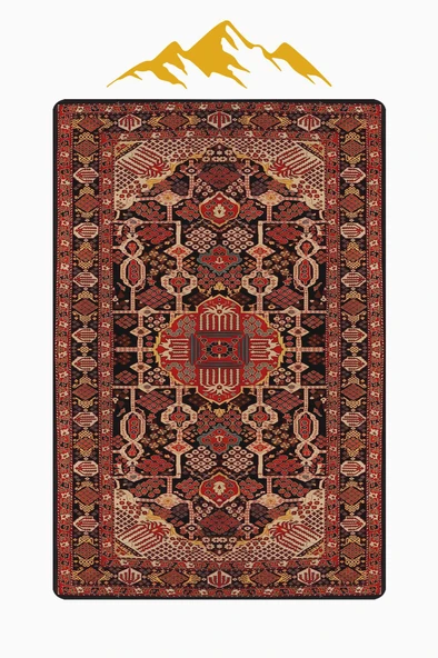 Vintage Desen Dijital Baskı Kaymaz Taban Halı H1053 Renkli 180 X 280 - Resim 3