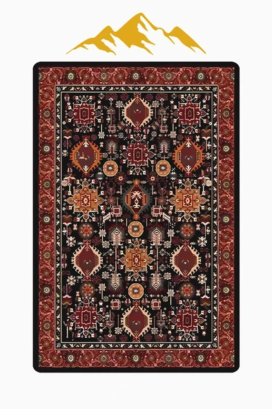 Vintage Desen Dijital Baskı Kaymaz Taban Halı H1049 Renkli 80 X 200 - Resim 3