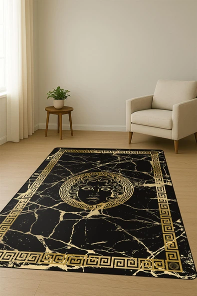 Modern Desenli Dijital Baskı Kaymaz Taban Halı H0850 Renkli 80 X 150 - Resim 2