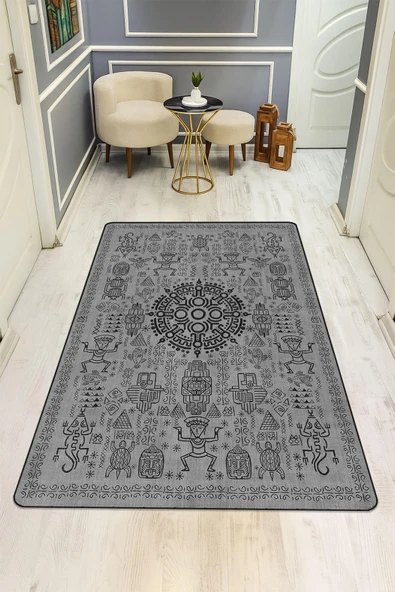 Modern Desenli Dijital Baskı Kaymaz Taban Halı H1092 Renkli 120 X 180 ürün görseli 1