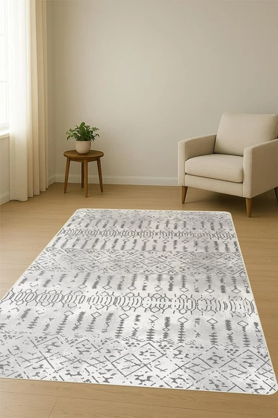 Etnik Desenli Dijital Baskı Kaymaz Taban Halı H0838 Renkli 120 X 180 - Resim 2