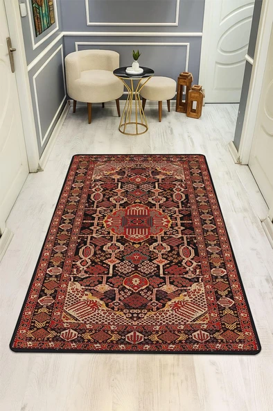 Vintage Desen Dijital Baskı Kaymaz Taban Halı H1053 Renkli 180 X 280 ürün görseli