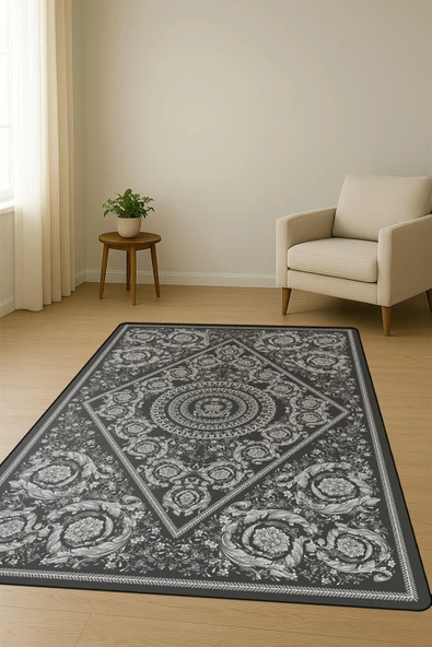 Modern Desenli Dijital Baskı Kaymaz Taban Halı H1099 Renkli 120 X 180 - Resim 2