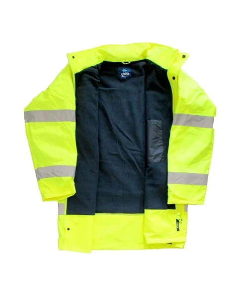 JUNIOR JN1011-P (3XL) SARI WATERPROOF POLARLI FOSFORLU OXFORD  PARKA - Resim 2