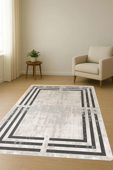 Modern Desenli Dijital Baskı Kaymaz Taban Halı H1045 Renkli 80 X 300 - Resim 2