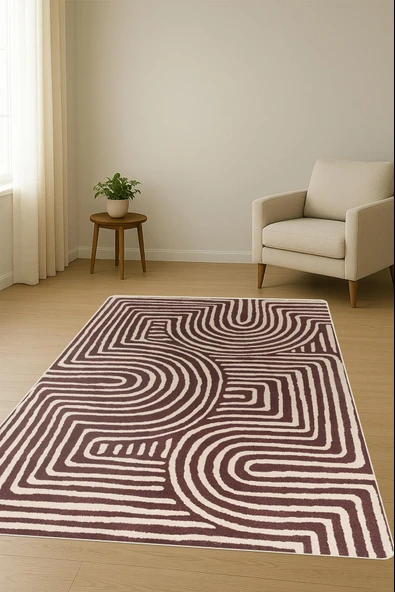 Modern Desenli Dijital Baskı Kaymaz Taban Halı H1126 Renkli 80 X 300 - Resim 2