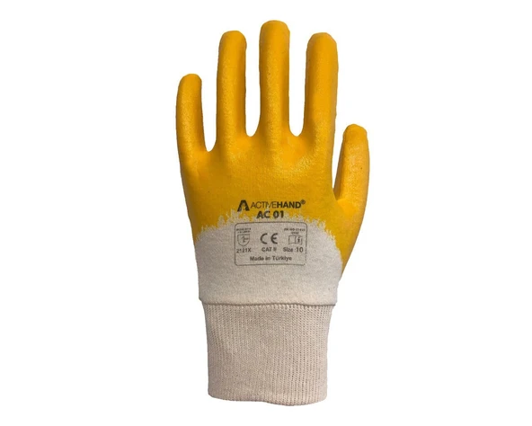 Nitril Kaplı Pamuk Eldiven AC 01 Sarı NO:9- 2 adet ürün görseli 1