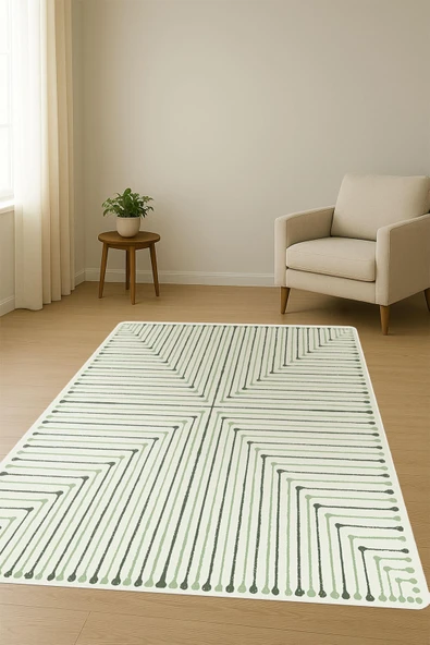 Modern Desenli Dijital Baskı Kaymaz Taban Halı H1089 Renkli 120 X 180 - Resim 2