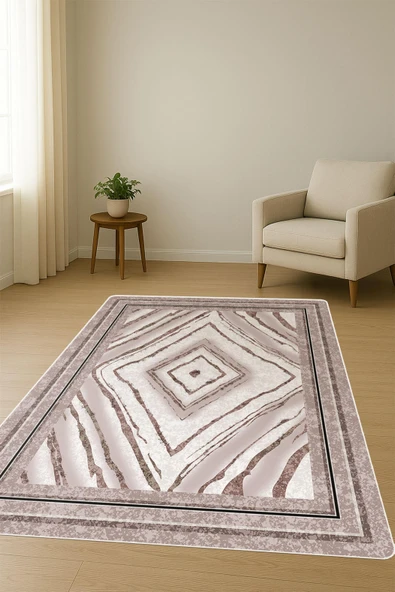 Modern Desenli Dijital Baskı Kaymaz Taban Halı H1059 Renkli 100 X 200 - Resim 2