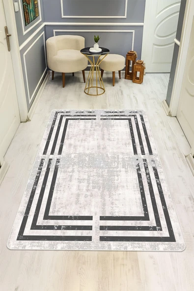 Modern Desenli Dijital Baskı Kaymaz Taban Halı H1045 Renkli 80 X 300 ürün görseli