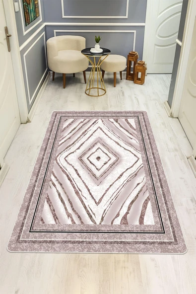 Modern Desenli Dijital Baskı Kaymaz Taban Halı H1059 Renkli 100 X 200 ürün görseli 1