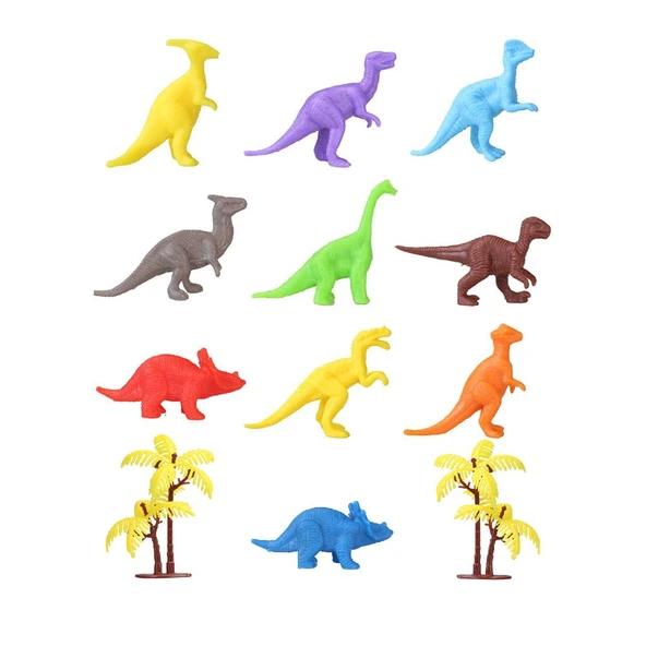 683 Toy Play 12 Parça Renkli Mini Dinozor Figür Seti 4-6 cm - Resim 6