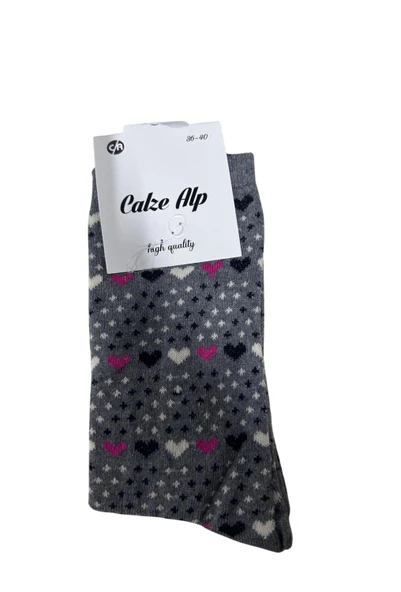 Kalp Desenli Likralı Kadın Soket Çorap 3 Adet - Resim 2