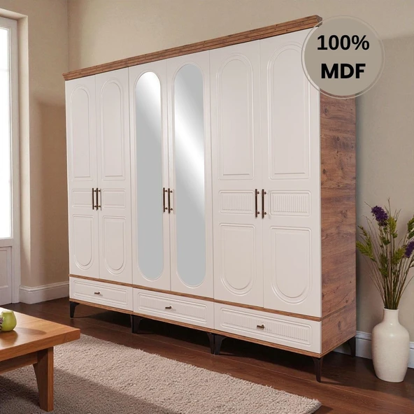 comiet Slope 6 kapaklı MDF ayaklı tasarım country gardırop ürün görseli