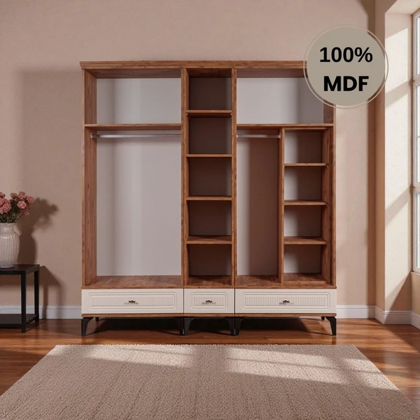 comiet Slope 5 kapaklı MDF ayaklı tasarım country gardırop - Resim 4
