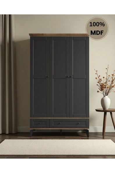 comiet Silva 3 Kapaklı Çekmeceli MDF Gardırop - Resim 2