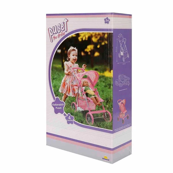 Çilek Desenli 4 Tekerlekli Puset - Resim 2