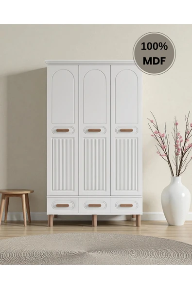 Home Comiet Pera 3 Kapaklı MDF Çekmeceli Gardırop - Resim 2